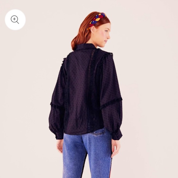 farm rio black cotton blouse - Picture 3 of 9
